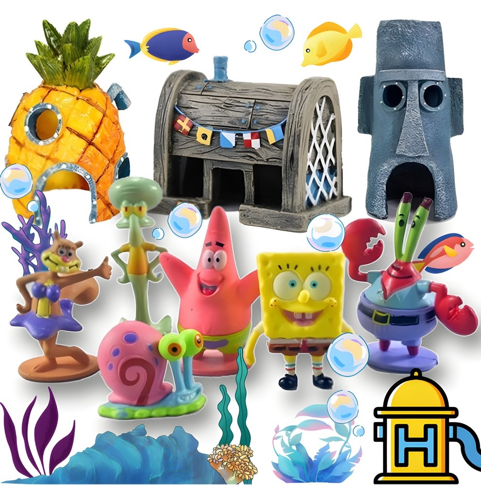 9xFIGURKI spongebob cancistoports tort aquarium
